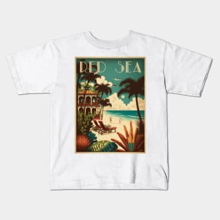 Red Sea Beach Resort Vintage Travel Art Poster Kids T-Shirt